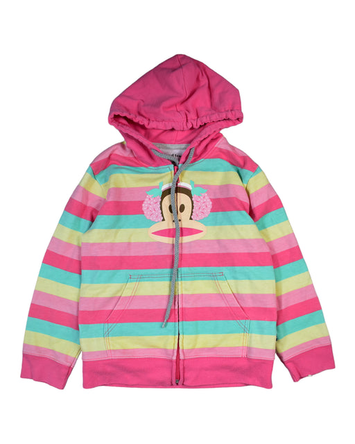 A Pink Zippered Sweatshirts from Paul Frank in size 5T for girl. (Front View)