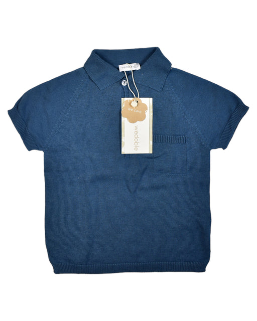 A Blue Short Sleeve Polos from Wedoble in size 2T for girl. (Front View)