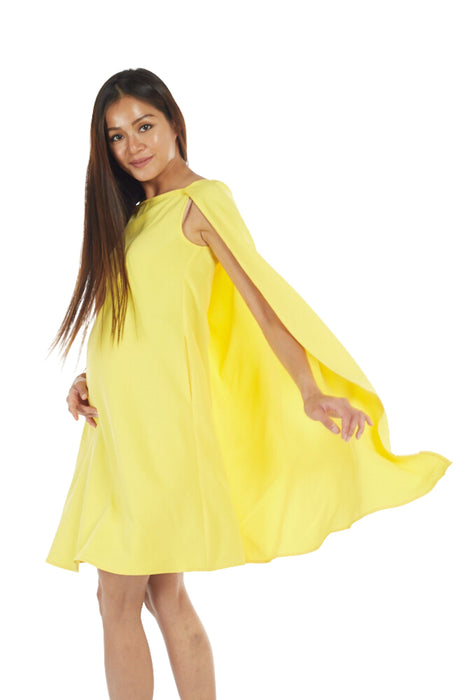 A Yellow Sleeveless Dresses from Bohn Fabulous in size S for maternity. (Back View)