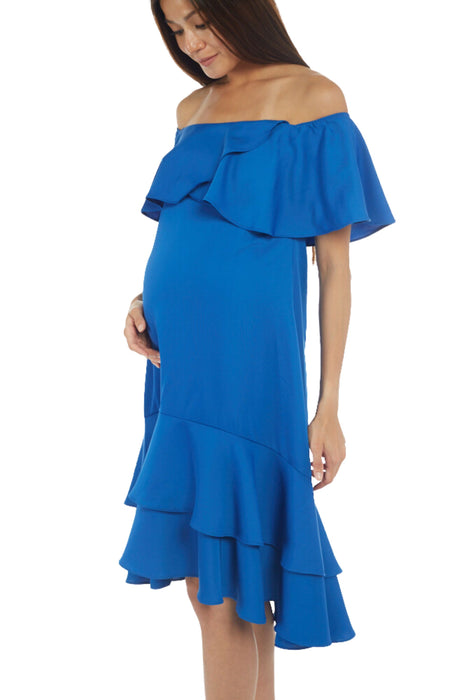 A Blue Sleeveless Dresses from Bohn Fabulous in size M for maternity. (Back View)