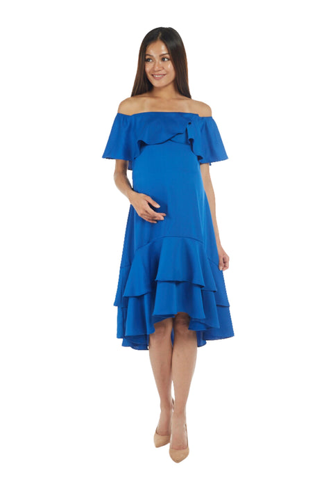 A Blue Sleeveless Dresses from Bohn Fabulous in size M for maternity. (Front View)