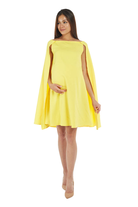 A Yellow Sleeveless Dresses from Bohn Fabulous in size S for maternity. (Front View)