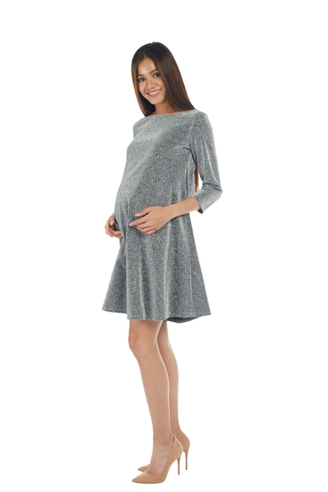 A Grey Long Sleeve Dresses from Bohn Fabulous in size S for maternity. (Back View)