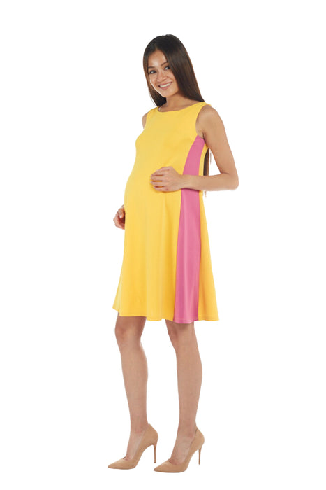 A Yellow Sleeveless Dresses from Bohn Fabulous in size M for maternity. (Front View)