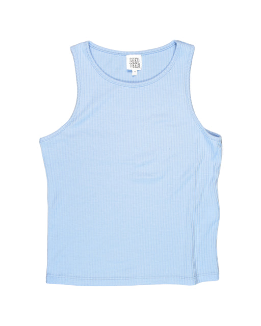 A Blue Sleeveless Tops from Seed in size 14Y for girl. (Front View)