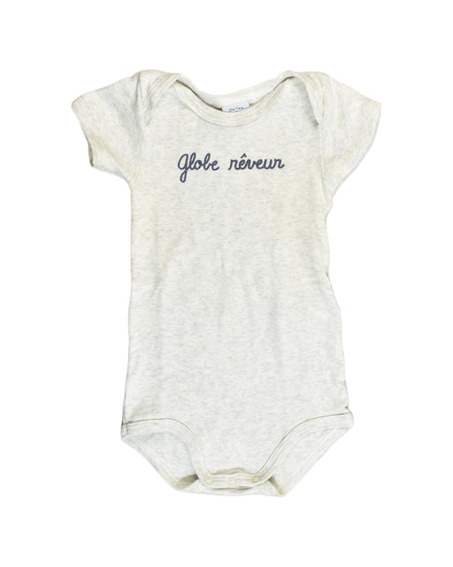 A White Bodysuits from Petit Bateau in size 6-12M for girl. (Front View)