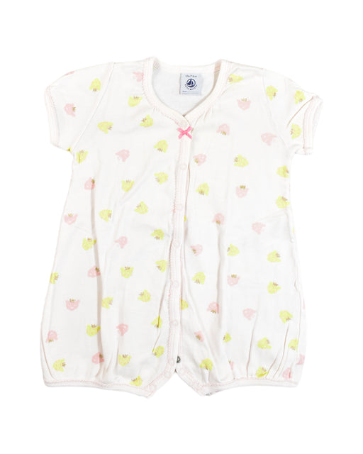 A Ivory Rompers from Petit Bateau in size 6-12M for girl. (Front View)