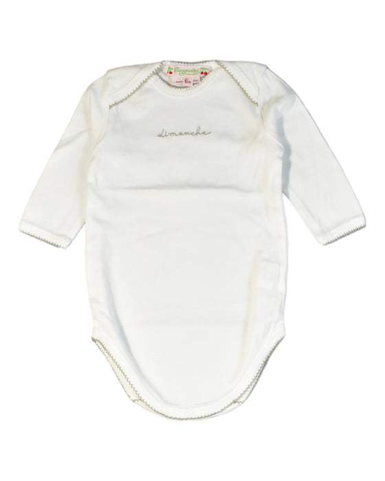 A White Bodysuits from Bonpoint in size 3-6M for girl. (Front View)