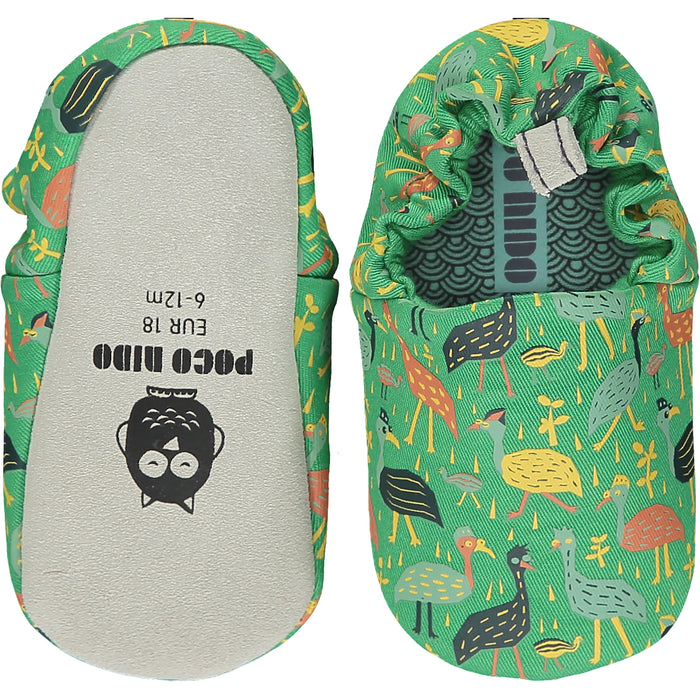 A Green Slip Ons from Poco Nido in size 12-18M for boy. (Back View)