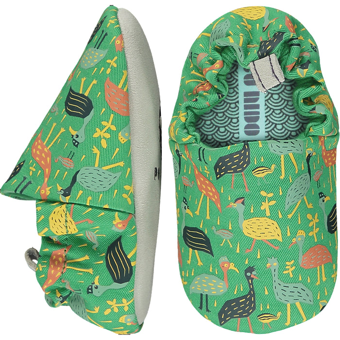 A Green Slip Ons from Poco Nido in size 12-18M for boy. (Front View)