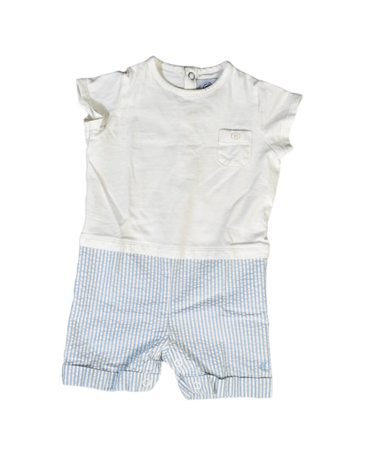 A White Rompers from Petit Bateau in size 3-6M for girl. (Front View)