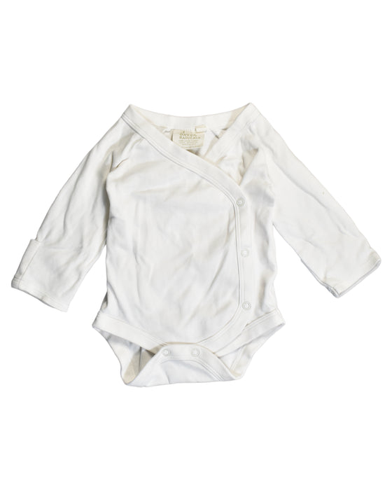 A White Bodysuits from Little Green Radicals in size 3-6M for boy. (Front View)