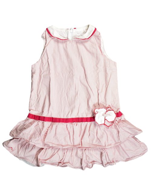 A Pink Sleeveless Dresses from Chateau de Sable in size 4T for girl. (Front View)