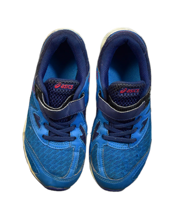 A Blue Sneakers from ASICS in size 7Y for boy. (Back View)