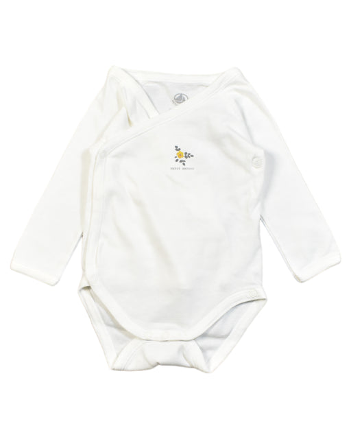 A White Bodysuits from Petit Bateau in size 0-3M for boy. (Front View)