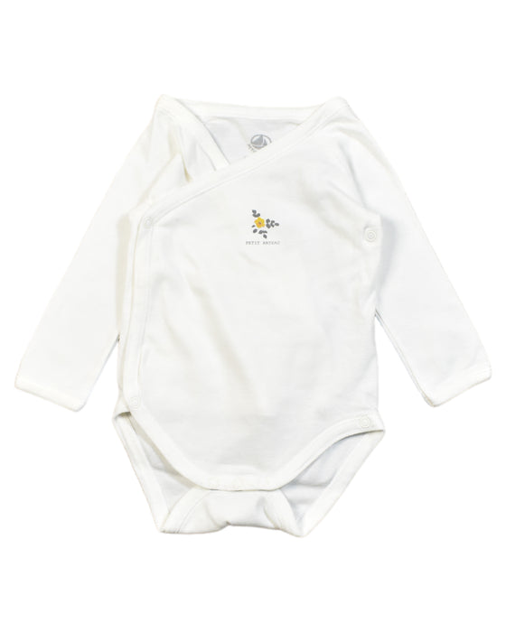 A White Bodysuits from Petit Bateau in size 0-3M for boy. (Front View)