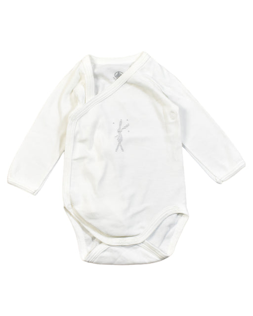 A White Bodysuits from Petit Bateau in size 0-3M for boy. (Front View)