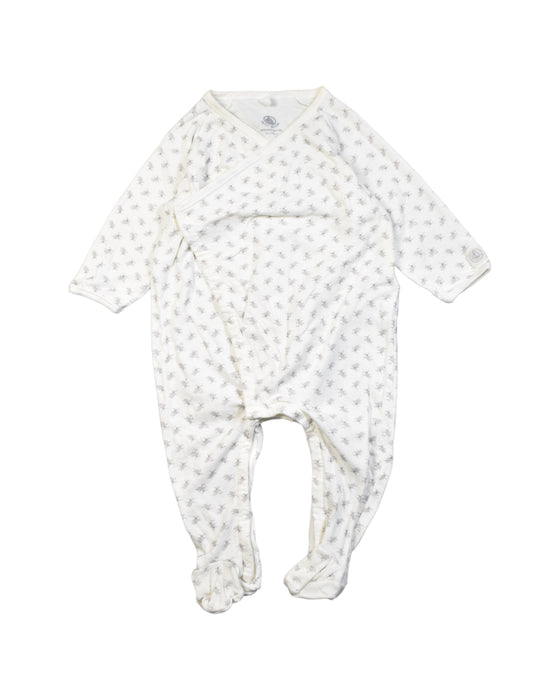 A White Onesies from Petit Bateau in size 6-12M for boy. (Front View)