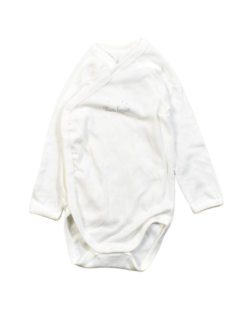 A White Bodysuits from Petit Bateau in size 6-12M for neutral. (Front View)