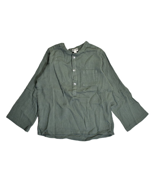 A Green Long Sleeve Shirts from Bonton in size 4T for boy. (Front View)