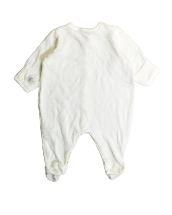 A White Onesies from Petit Bateau in size 0-3M for boy. (Back View)