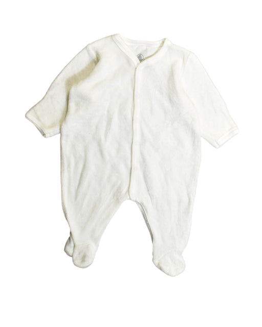 A White Onesies from Petit Bateau in size 0-3M for boy. (Front View)