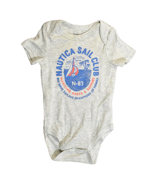 A Grey Bodysuits from Nautica in size 0-3M for boy. (Front View)