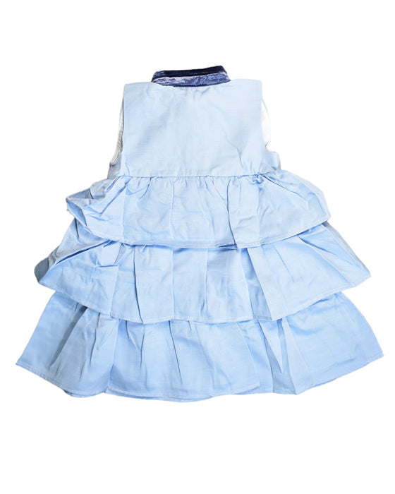 A Blue Sleeveless Dresses from Jessie and James in size 8Y for girl. (Back View)