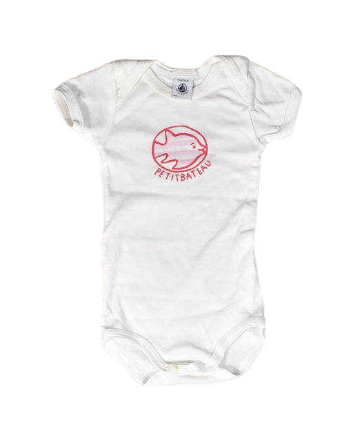 A White Bodysuits from Petit Bateau in size 6-12M for girl. (Front View)