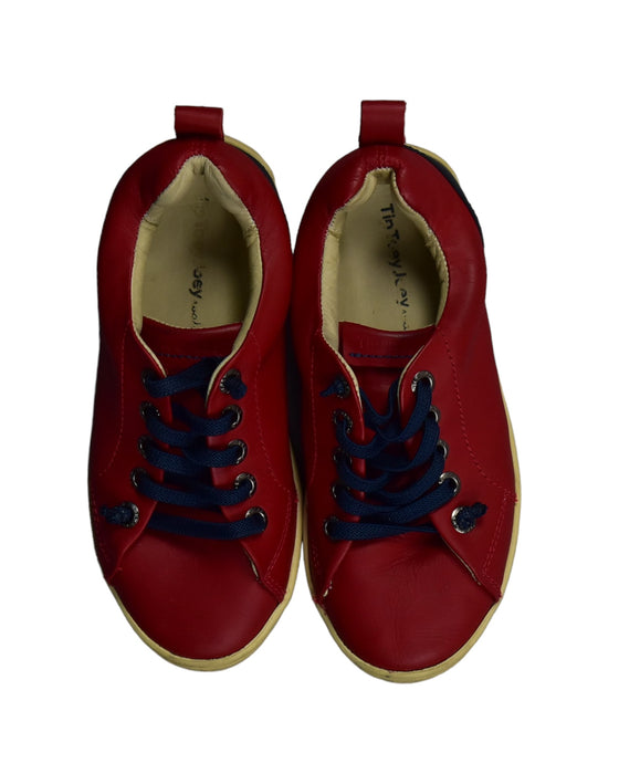 A Red Sneakers from Tip Toey Joey in size 6T for girl. (Back View)