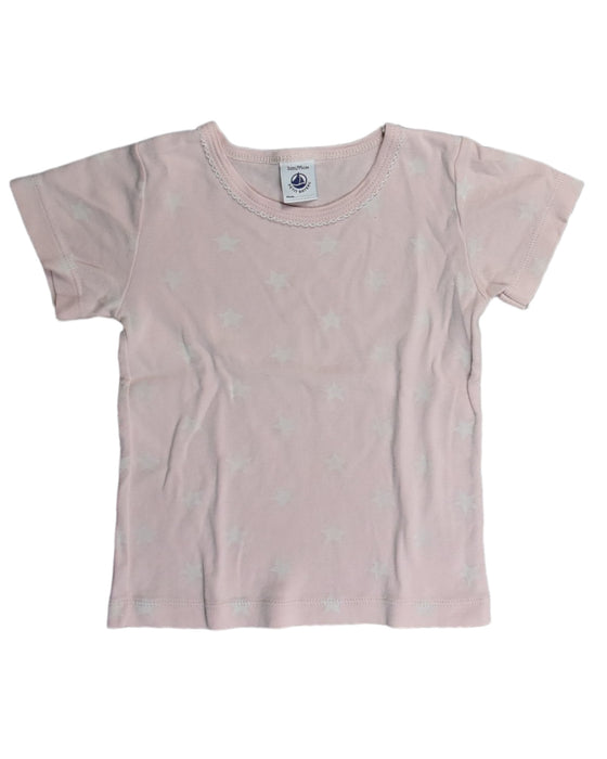 A Pink T Shirts from Petit Bateau in size 3T for girl. (Front View)