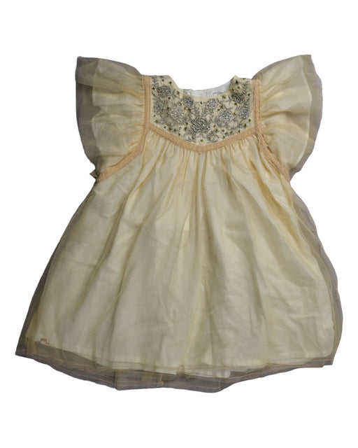 A Yellow Short Sleeve Dresses from Chateau de Sable in size 18-24M for girl. (Front View)