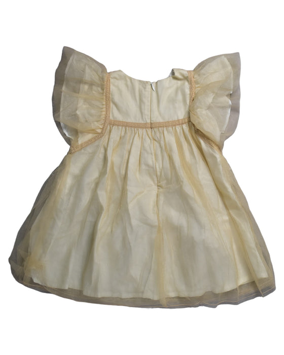 A Yellow Short Sleeve Dresses from Chateau de Sable in size 18-24M for girl. (Back View)