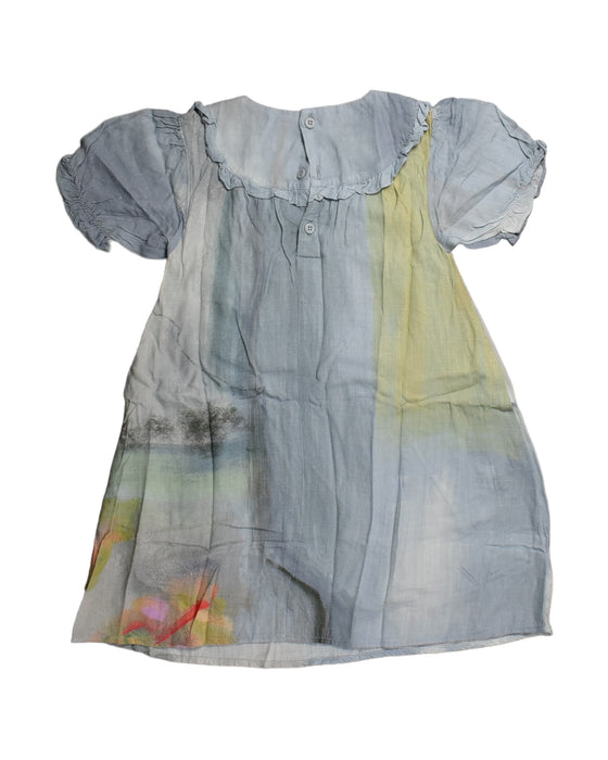 A Blue Short Sleeve Dresses from Our Mini Nature in size 6T for girl. (Back View)