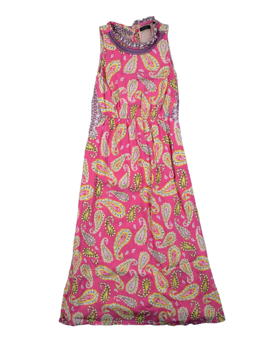 A Pink Sleeveless Dresses from IKKS in size 6T for girl. (Front View)