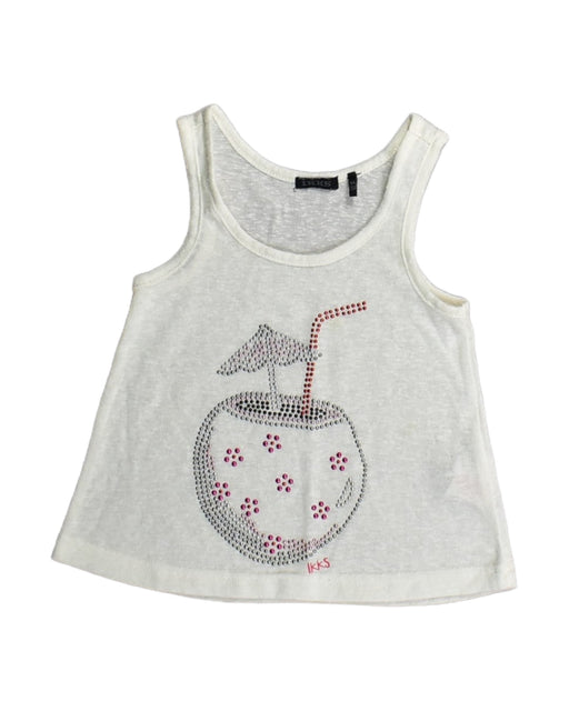 A White Sleeveless Tops from IKKS in size 4T for girl. (Front View)