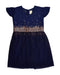 A Blue Short Sleeve Dresses from Elly in size 4T for girl. (Front View)