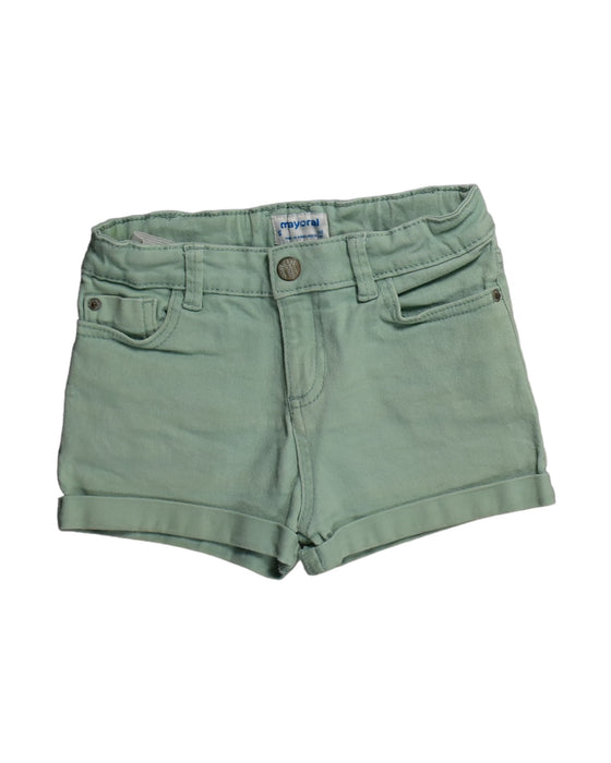 A Green Shorts from Mayoral in size 5T for girl. (Front View)