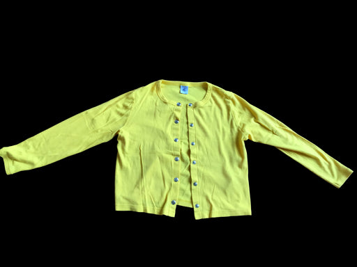 A Yellow Cardigans from Petit Bateau in size 8Y for girl. (Front View)