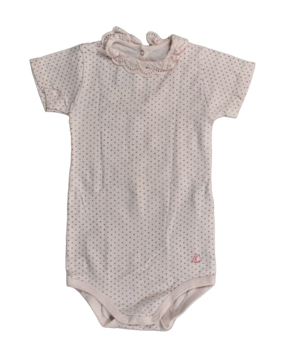 A Pink Bodysuits from Petit Bateau in size 12-18M for girl. (Front View)