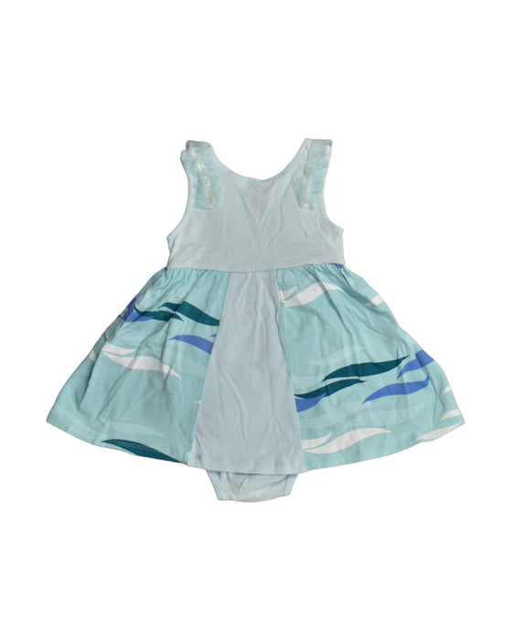 A Blue Sleeveless Dresses from Oeteo in size 6-12M for girl. (Back View)