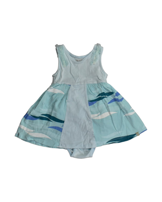 A Blue Sleeveless Dresses from Oeteo in size 6-12M for girl. (Front View)