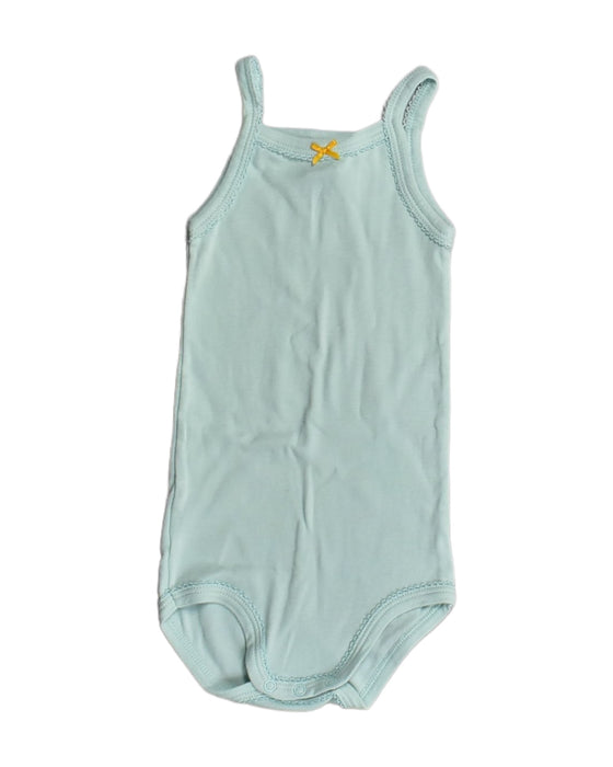 A Green Bodysuits from Petit Bateau in size 12-18M for girl. (Front View)