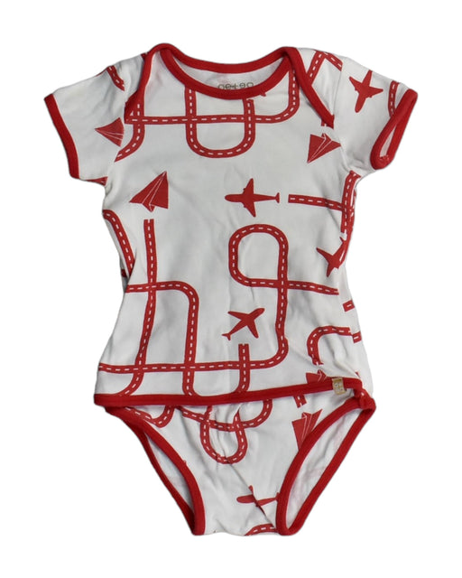 A White Bodysuits from Oeteo in size 6-12M for boy. (Front View)