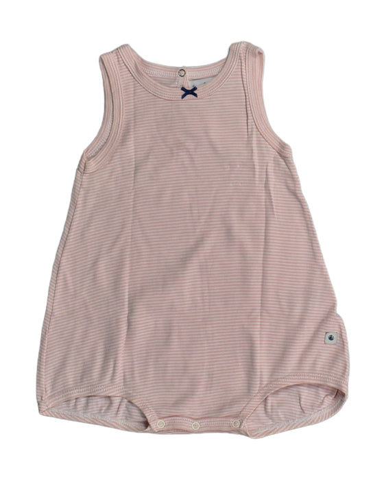 A Pink Rompers from Petit Bateau in size 6-12M for girl. (Front View)