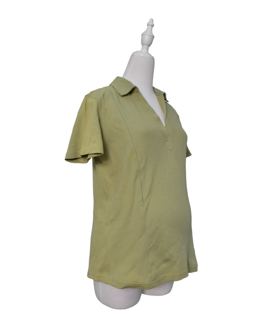 A Green Short Sleeve Polos from Thyme in size M for maternity. (Front View)