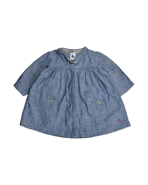A Blue Long Sleeve Dresses from Petit Bateau in size 3-6M for girl. (Front View)