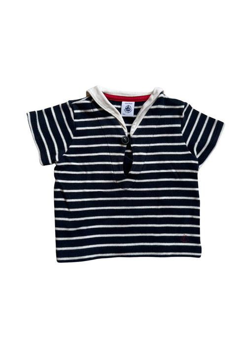 A Navy Short Sleeve T Shirts from Petit Bateau in size 6-12M for boy. (Front View)