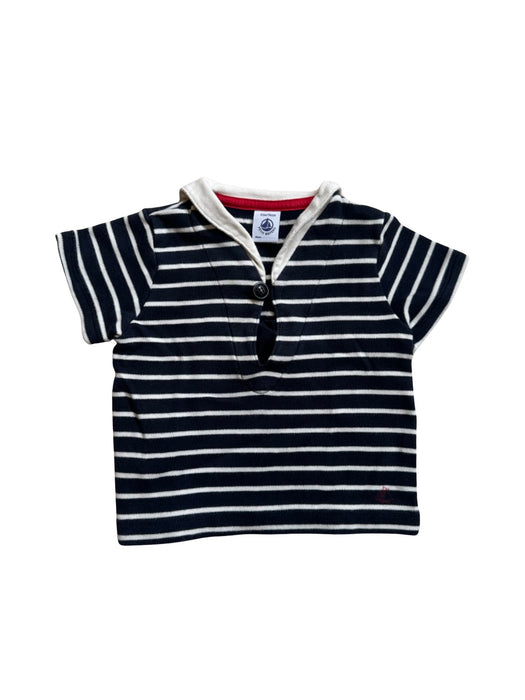 A Navy Short Sleeve T Shirts from Petit Bateau in size 6-12M for boy. (Front View)