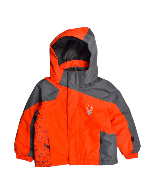 A Orange Ski Jackets from Spyder in size 2T for boy. (Front View)